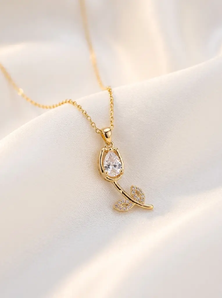AI Generated Elegant White Stone Tulip Necklace