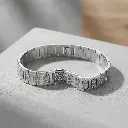 AI Generated Silver Textured Link Bracelet Lifestyle Shot
