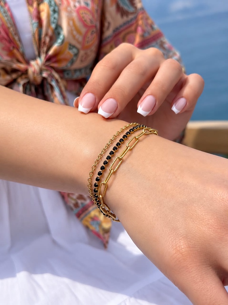 3-layered gold bracelet set