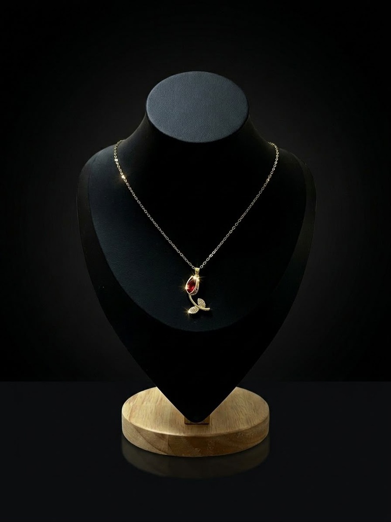 Red enamel tulip necklace
